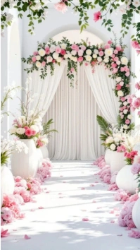Modern & Minimal Romantic Wedding Aisle Floral Background Digital Display (9:16) template