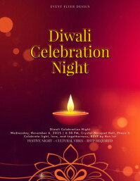 Modern & Minimal Royal Plum Gold Gradient Concept For Diwali Celebration Invite Flyer (us Letter) template