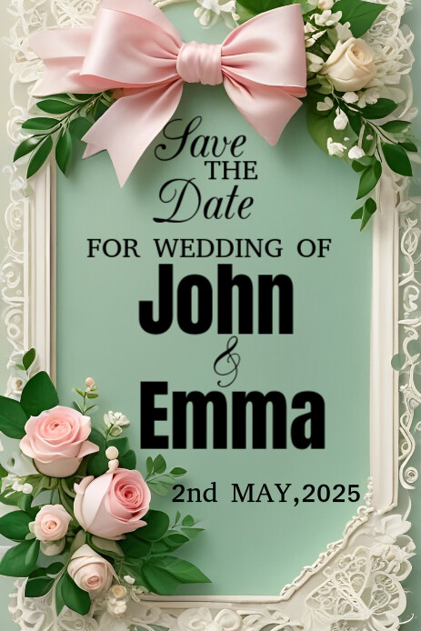 Modern & Minimal Save The Date Card  Pinterest Graphic template