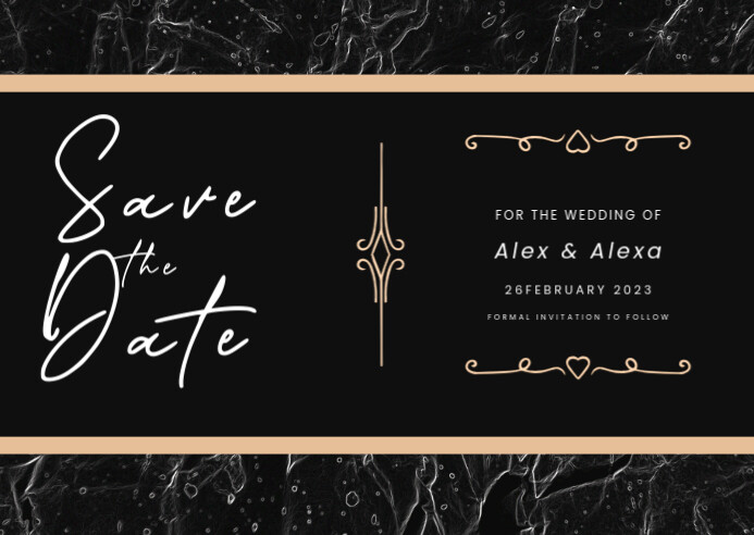 Modern & Minimal Save The Date Wedding Card A6 template