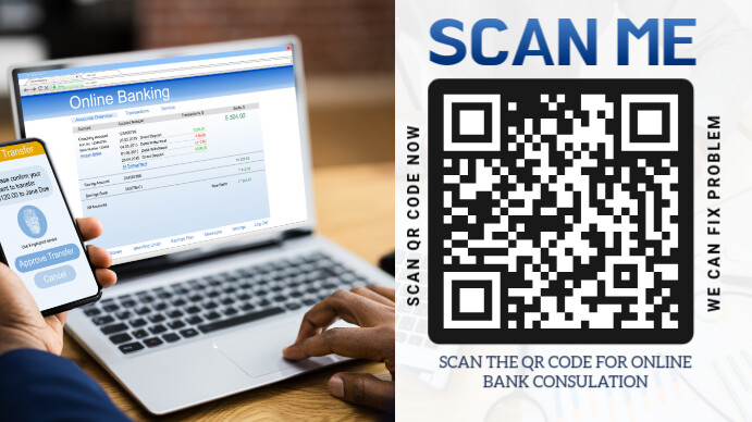 Modern & Minimal Scan Qr Code Bank Consulation Digital Display (16:9 ...