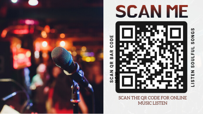 Modern & Minimal Scan Qr Code For Online Music Listen Digital Display (16:9) template
