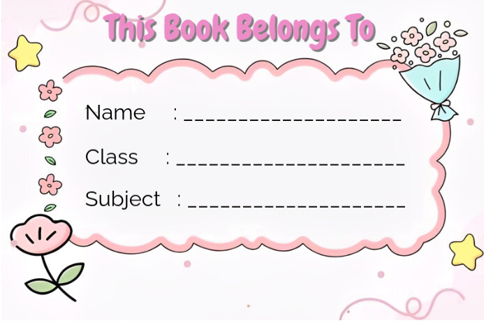 Modern & Minimal School Book Name Label Poster 海报 template