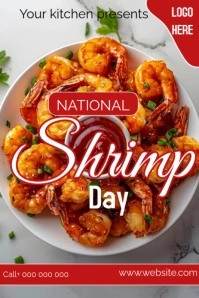 Modern & Minimal Shrimp Day  Pinterest Graphic template