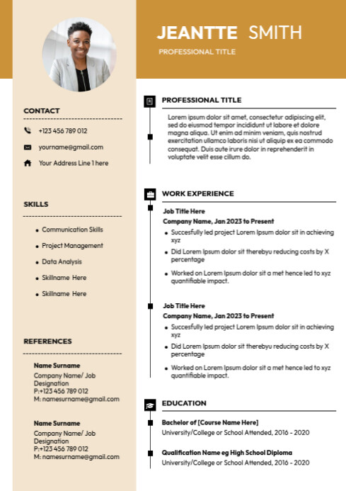 Modern & Minimal Simple A4 A Page Resume A4 template