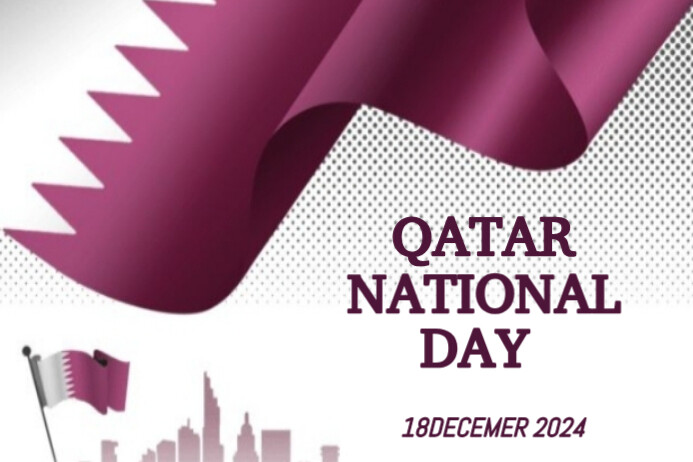 Modern & Minimal Simple Graphic Qatar Day Celebration  Poster template