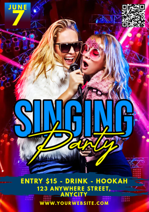 Modern & Minimal Singing Party A4 template