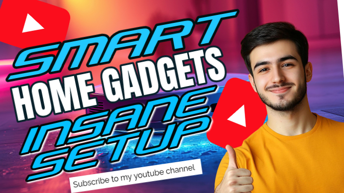 Modern & minimal smart home gadgets youtube thumbnail Template ...