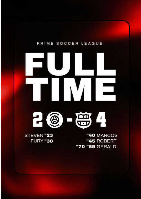 Modern & Minimal Soccer Full Time Template A4
