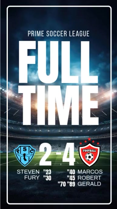 Modern & Minimal Soccer Full Time Template A4 Instagram Reel