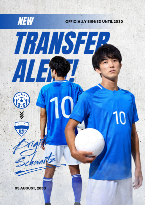 Modern & Minimal Soccer Player Transfer A4 template