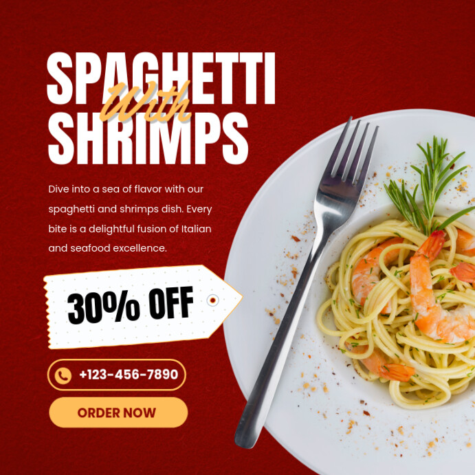 Spaghetti Promotion Square Template | PosterMyWall