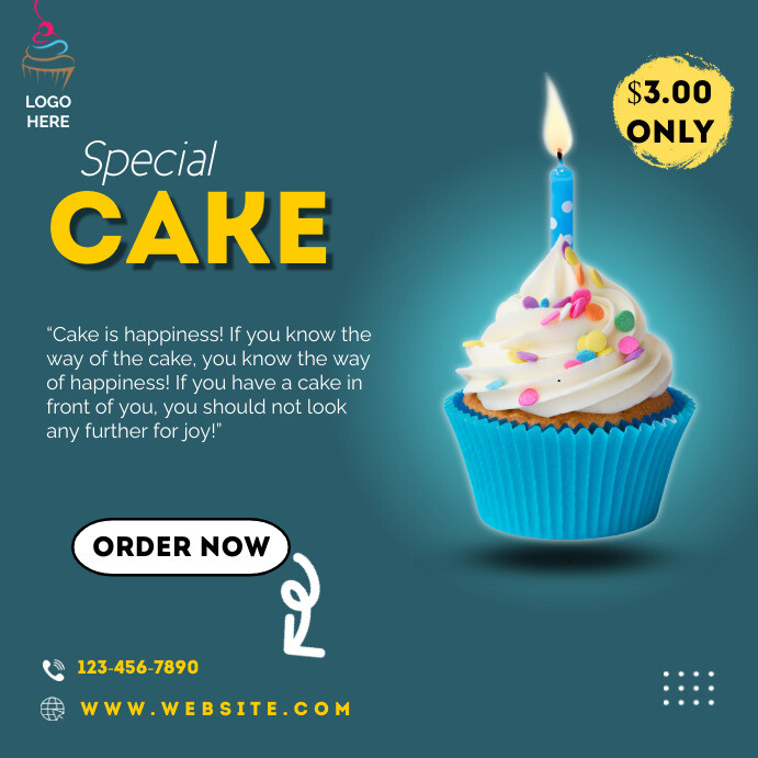Modern & Minimal Special Cake Poster Instagr Template | PosterMyWall