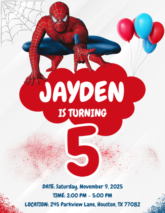 Modern & Minimal Spider Man Invitation Flyer (us Letter) template