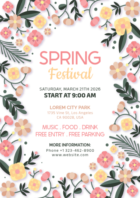 White Spring Festival A4 Template | PosterMyWall