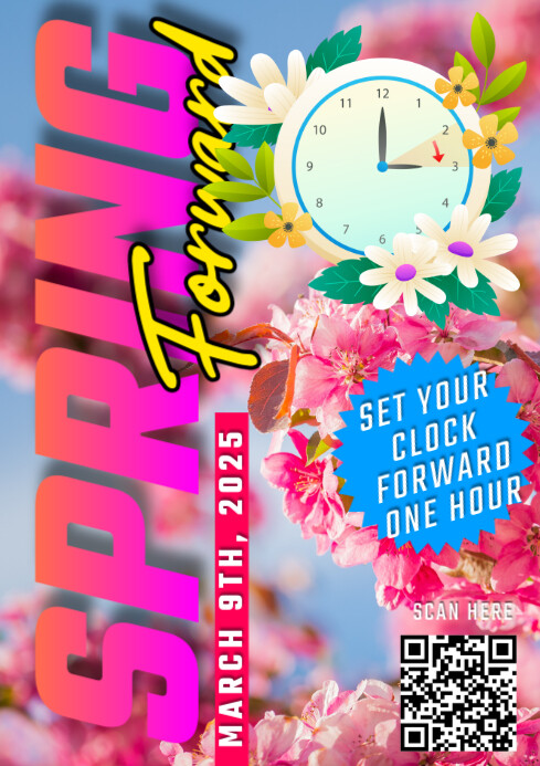 Modern & Minimal Spring Forward A2 templaat | PosterMyWall
