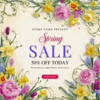 White Modern & Minimal Spring Sale  Instagram Post Instagram Post Template