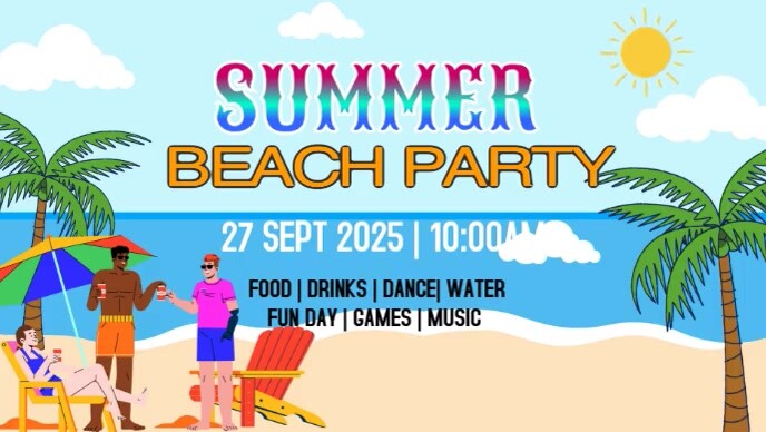 Modern & Minimal Summer Beach Party Youtube Thumbnail template