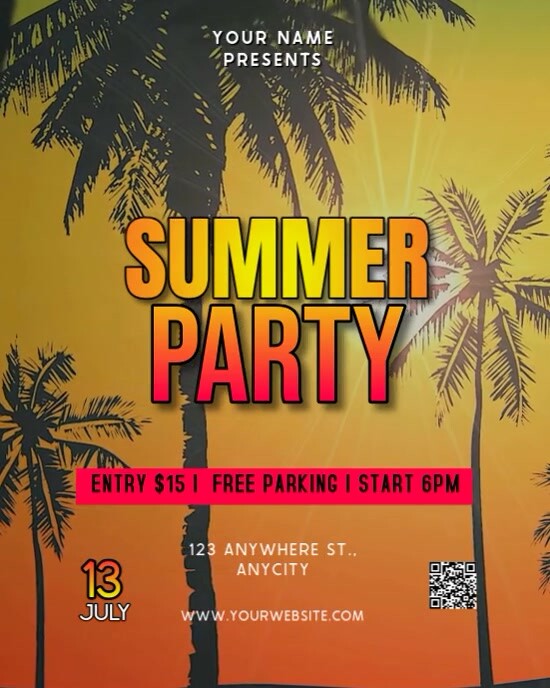 Modern & Minimal Summer Party Instagram Portrait template
