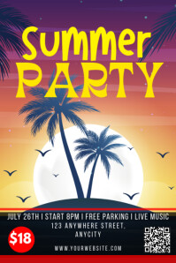 Modern & Minimal Summer Party Poster Affiche template