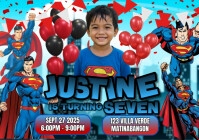 Superhero Birthday Party A5 Template