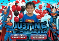 Modern & Minimal Superman Birthday Invitation A5 template
