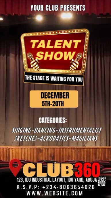 Modern & Minimal Talent Show Template  Instagram Story