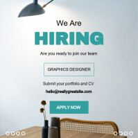 Modern & Minimal Teal We Are Hiring Poster Instagram Post template
