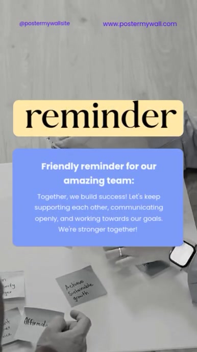 Modern & Minimal Teamwork Reminder Instagram Reel Template | PosterMyWall