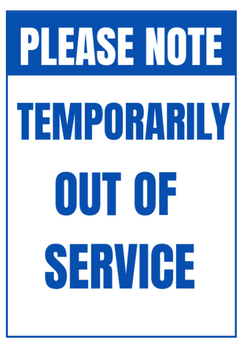 Modern & Minimal Temporarily Out Of Service Maintenance Sign  A4 template