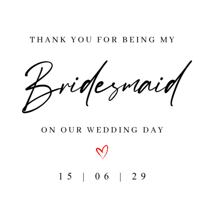 Modern & Minimal Thank You Bridesmaid Card Instagram Post template
