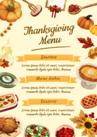 Modern & Minimal Thanksgiving Menu A6 template