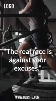 Modern & Minimal The Real Race Is Against Your Excuses – Motivational Fitness Video Background Digit Tampilan Digital (9:16) template
