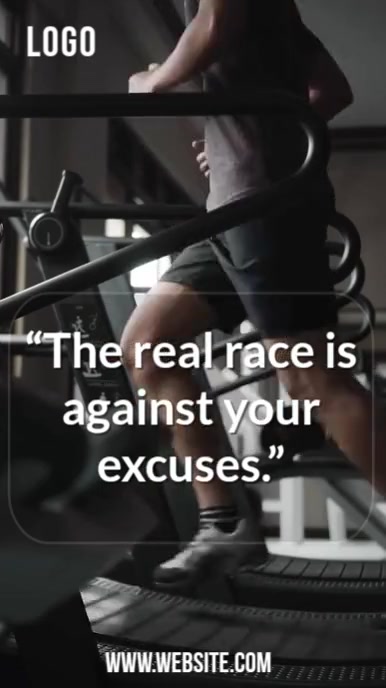 Modern & Minimal The Real Race Is Against Your Excuses – Motivational Fitness Video Background Digit Digital Display (9:16) template
