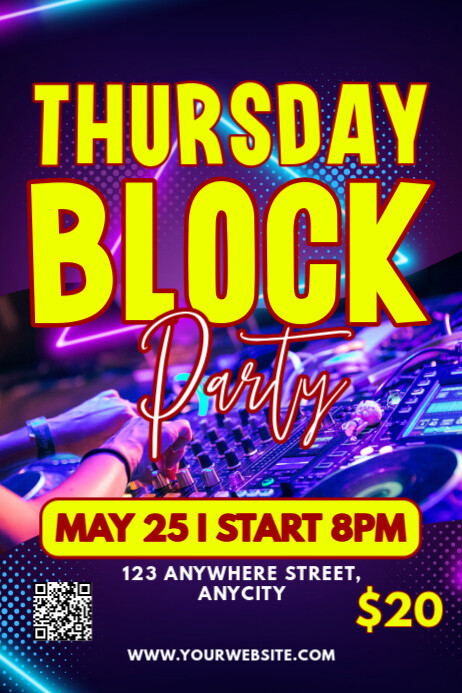 Modern & Minimal Thursday Block Party Poster template