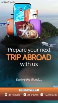 Modern & Minimal Travel And Tours Video Digital Display (9:16) template