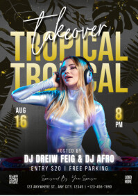 Modern & Minimal Tropical Party A4 template