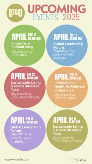 Modern & Minimal Upcoming Events Digital Display (9:16) template