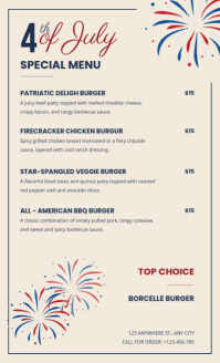 Modern & Minimal Usa Independence Day Special Menu  Us Legal template