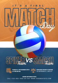Modern & Minimal Volleyball Match Day A4 template