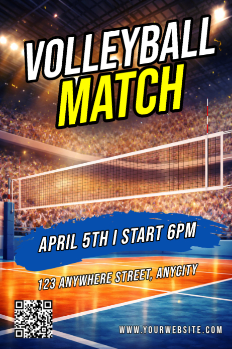 Modern & Minimal Volleyball Match Poster Template | PosterMyWall