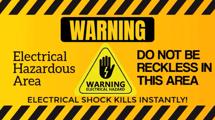 Modern & Minimal Warning, Electrical Hazard Sign  Youtube Thumbnail template