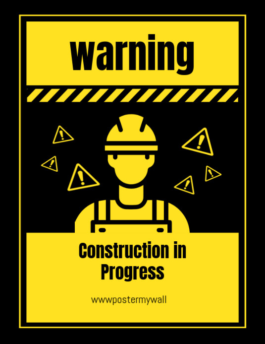 Modern & Minimal Warning Sign Poster  Flyer (us Letter) Pamflet (VSA Brief) template