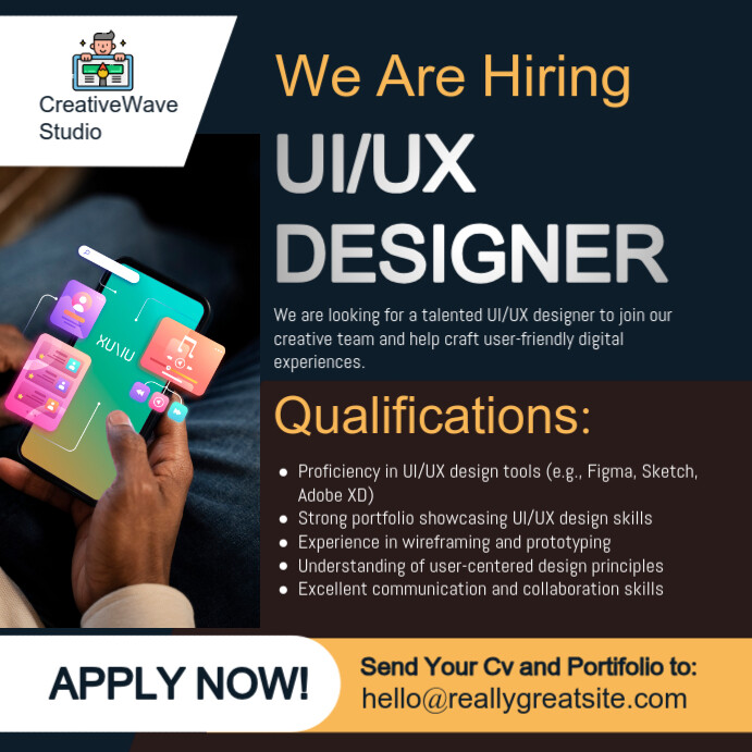 Modern & Minimal We Are Hiring Ui/ux Designer Instagram Post template