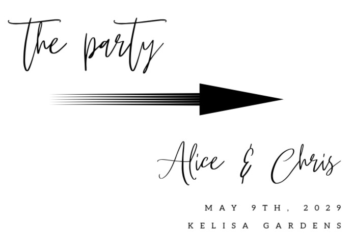 Modern & Minimal Wedding Direction Sign A1 template