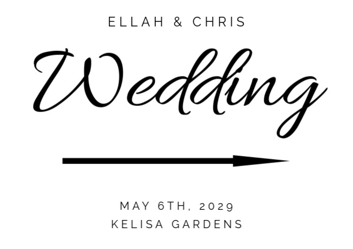 Modern & Minimal Wedding Direction Sign A1 template