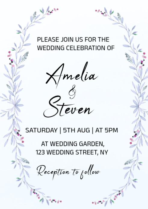 Copy of Modern & Minimal Wedding Invitation Design Template A6 ...
