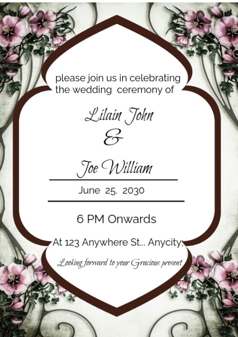 Copy of Modern & Minimal Wedding Invitations Card A4 | PosterMyWall