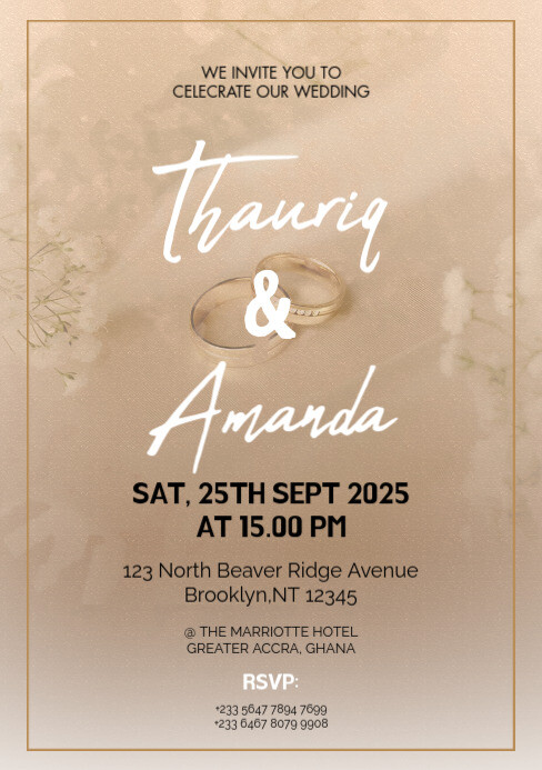 Copy of Modern & Minimal Wedding Invite A5 | PosterMyWall