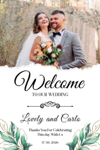 Modern & Minimal Wedding Photo Welcome Sign Poster template